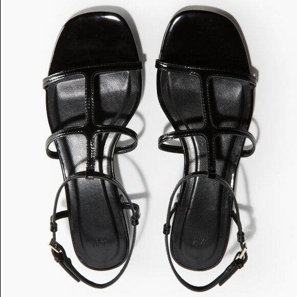 H&M Strappy Black Patent Sandals - Picture 1 of 5